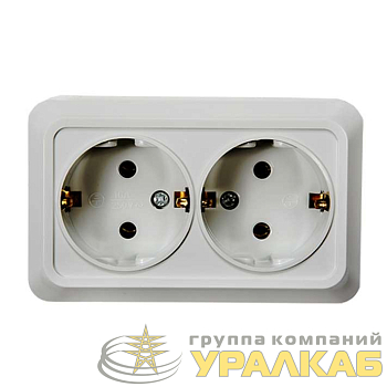 Розетка 2-м BOLLETO с заземл. накл. 7128 бел. ASD / IN HOME 