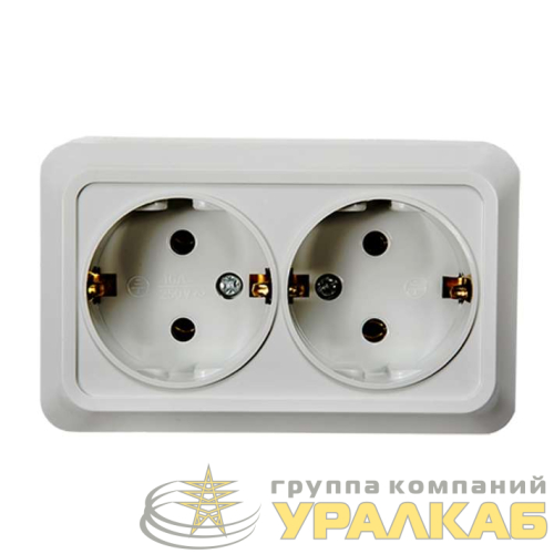Розетка 2-м BOLLETO с заземл. накл. 7128 бел. ASD / IN HOME 