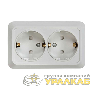 Розетка 2-м BOLLETO защ. шторки с заземл. накл. 7128х бел. ASD / IN HOME 
