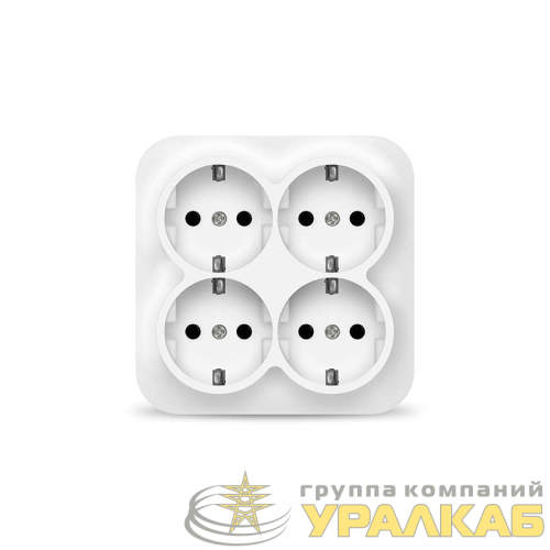 Розетка 4-м ОП 16А IP20 с заземл. бел. квадрат IONICH 