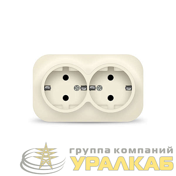 Розетка 2-м ОП 16А IP20 с заземл. сл. кость IONICH 