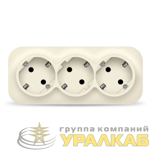 Розетка 3-м ОП 16А IP20 с заземл. сл. кость IONICH 