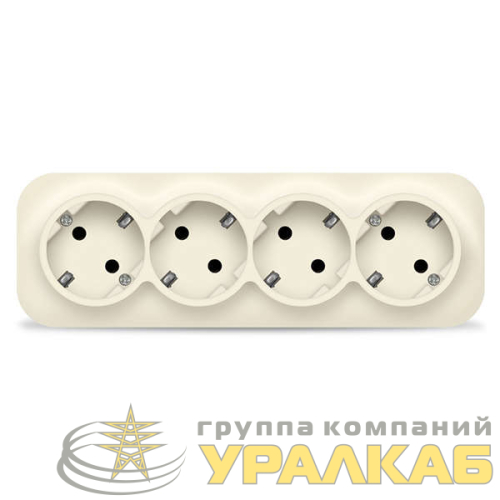 Розетка 4-м ОП 16А IP20 с заземл. сл. кость IONICH 