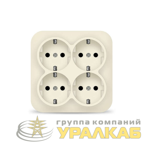 Розетка 4-м ОП 16А IP20 с заземл. сл. кость квадрат IONICH 