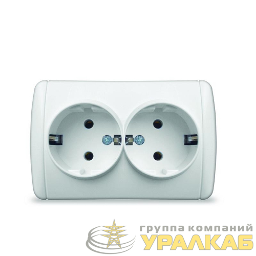 Розетка 2-м ОП Клио 16А IP44 с заземл. бел. UNIVersal 