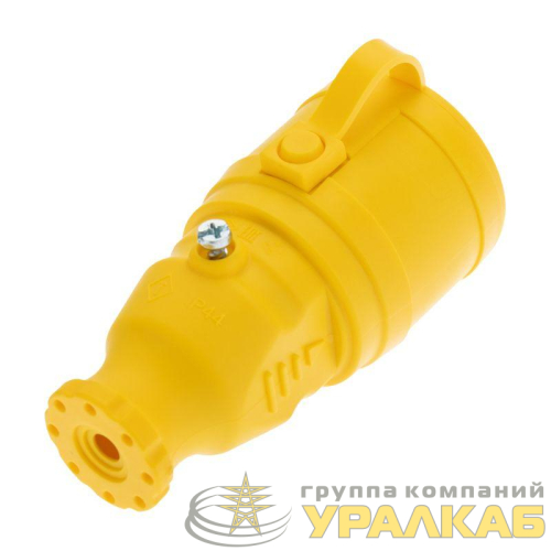Розетка переносная влагозащищенная с крышкой с заземл. 16А IP44 каучук желт. Rexant 