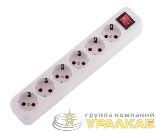 Колодка удлинителя 6-м с заземл. Lila с выкл. LEZARD 