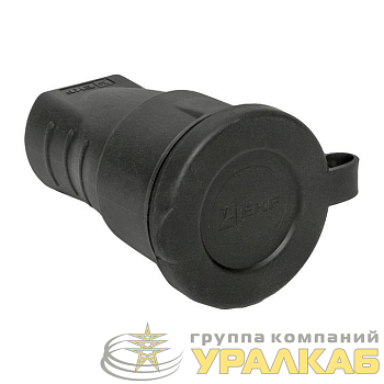 Розетка переносная 16А IP44 230В 2P+PE с защ. крышкой каучук Basic EKF 