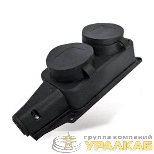 Колодка удлинителя 2-м 1ф с заглушками каучук UNIVersal 