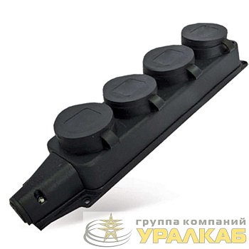 Колодка удлинителя 4-м 1ф с заглушками каучук UNIVersal 