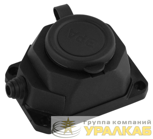 Колодка удлинителя 1-м с заземл. 16А IP44 K-1e-B-IP44 каучук черн. Эра 