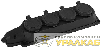 Колодка удлинителя 4-м с заземл. 16А IP44 K-4e-B-IP44 каучук черн. Эра 