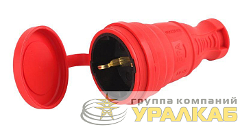 Разъем каучуковый R8-RED-IP44 с/з прямой 16А IP44 красн. Эра 