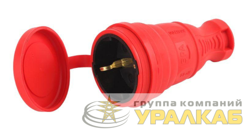 Разъем каучуковый R8-RED-IP44 с/з прямой 16А IP44 красн. Эра 