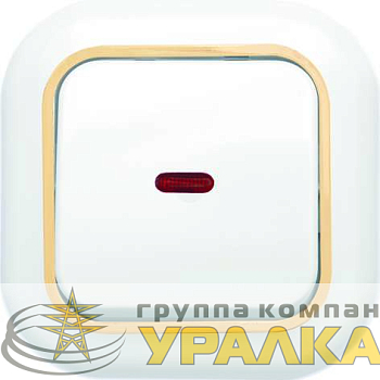 Выключатель 1-кл. СП Валентина 10А IP20 С16-068 с индикацией бел./зол. Кунцево 