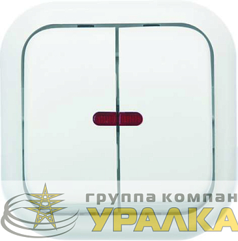 Выключатель 2-кл. ОП Валентина 10А IP20 А56-176 с индикацией бел. Кунцево 