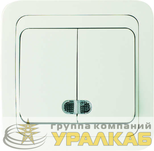 Выключатель 2-кл. СП Mimoza 10А IP20 с подсветкой бел./бел. Makel 