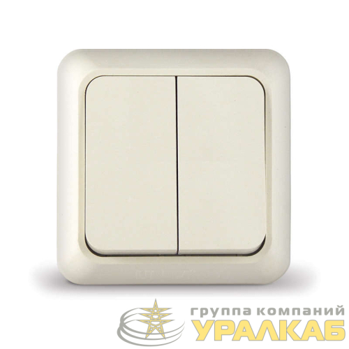 Выключатель 2-кл. ОП Олимп 10А IP20 сл. кость UNIVersal 