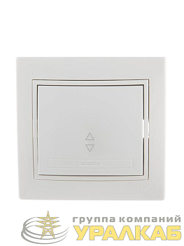 Переключатель проходной 1-кл. СП Mira 10А IP20 с бел.вставкой бел. LEZARD 