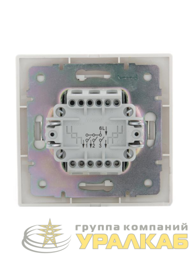 Выключатель 3-кл. СП Mira 10А IP20 с бел.вставкой бел. LEZARD 