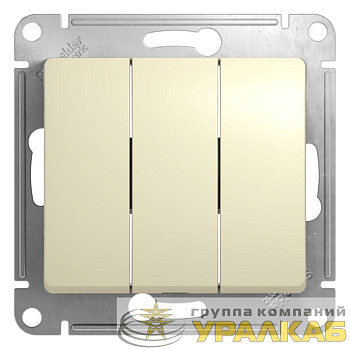 Выключатель 3-кл. СП Glossa 10А IP20 (сх. 1+1+1) 10AX механизм беж. SE 