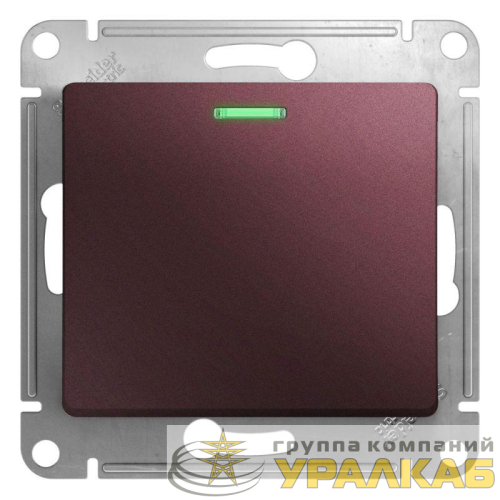 Выключатель 1-кл. СП Glossa 10А IP20 (сх. 1а) 10AX с подсветкой механизм баклажан. SE 