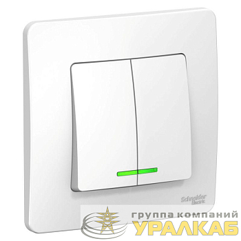 Выключатель 2-кл. СП Blanca 10А IP20 (сх. 5) 250В с подсветкой бел. SE 
