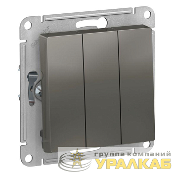 Выключатель 3-кл. СП AtlasDesign 10А IP20 (сх. 1+1+1) 10AX механизм сталь SE 
