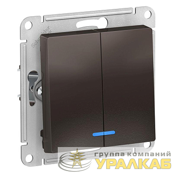 Выключатель 2-кл. СП AtlasDesign 10А IP20 (сх. 5а) 10AX с подсветкой механизм мокко SE 