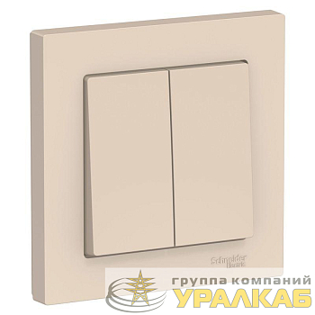 Выключатель 2-кл. СП AtlasDesign 10А IP20 (сх. 5) 10AX в сборе беж. SE 