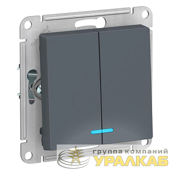 Выключатель 2-кл. СП AtlasDesign 10А IP20 (сх. 5а) 10AX с подсветкой механизм грифель SE 
