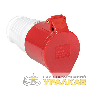 Розетка кабельная 16А 380В 3P+РЕ IP44 (214) EKF 