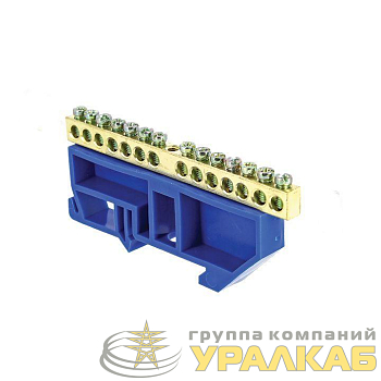 Шина нулевая N 6х9 14 отвер. латунь син. изолятор на DIN-рейку PROxima EKF 