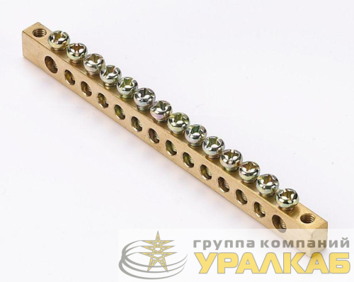 Шина нулевая 14 групп/крепеж по краям 6х9мм DEKraft 