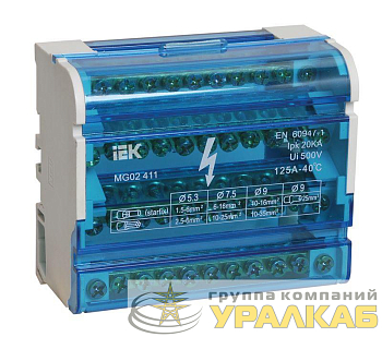 Шина на DIN-рейку в корпусе (кросс-модуль) ШНК 4х11 3L+PEN IEK 