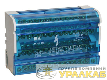 Шина на DIN-рейку в корпусе (кросс-модуль) ШНК 4х15 3L+PEN IEK 