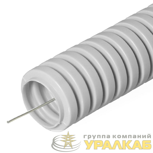 Труба гофрированная ПВХ d20мм с протяжкой сер. (уп.100м) Строитель 