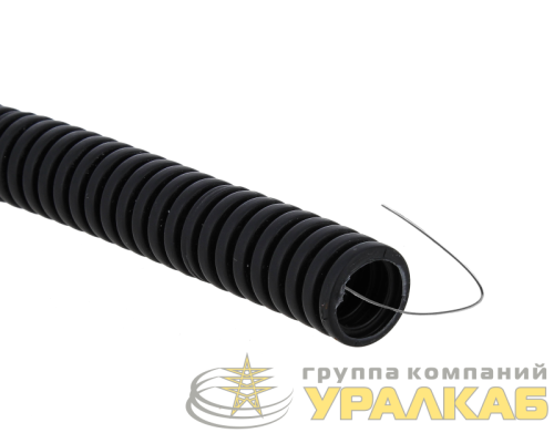 Труба гофрированная ПВХ d25мм с протяжкой черн. (уп.50м) Plast EKF 