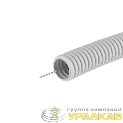 Труба гофрированная ПВХ гибкая легкая d32мм с протяжкой сер. (уп.25м) DKC 