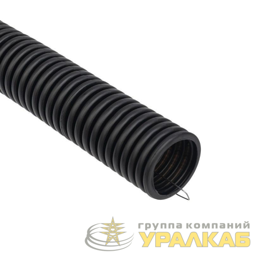 Труба гофрированная ПНД d25мм с протяжкой черн. (уп.50м) Rexant 