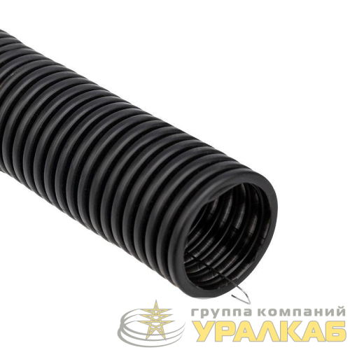 Труба гофрированная ПНД d32мм с протяжкой черн. (уп.25м) Rexant 