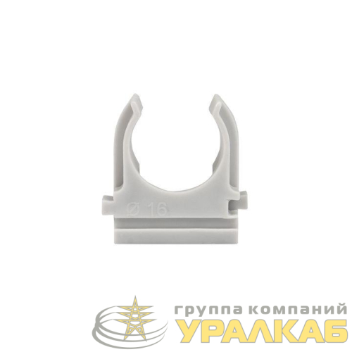 Держатель для труб (клипса) d16мм сер. (уп.100шт) Plast EKF 