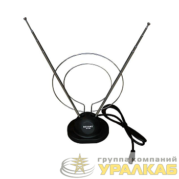 Антенна ТВ комнатная RX-100 телескопич. на подставке с кольцом VHF; UHF 47-860MHz REXANT 