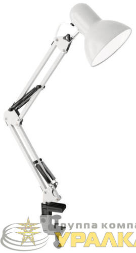 Светильник настольный UF-312P С01 230В 60Вт струбцина бел. Ultraflash 