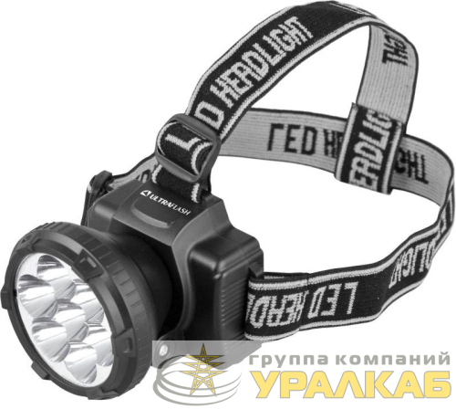 Фонарь аккумуляторный налобный LED5362 7LED 2 режима 220В пластик. черн. (бокс) Ultraflash 