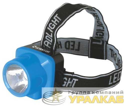Фонарь аккумуляторный налобный LED5374 LED 1 режим 220В пластик. голуб. (бокс) Ultraflash 