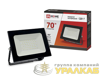 Прожектор светодиодный СДО-7 70Вт 6500К IP65 6300лм 230В черн. IN HOME 