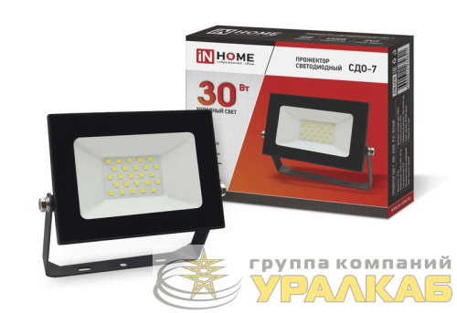 Прожектор светодиодный СДО-7 30Вт 6500К IP65 2700лм 230В черн. IN HOME 