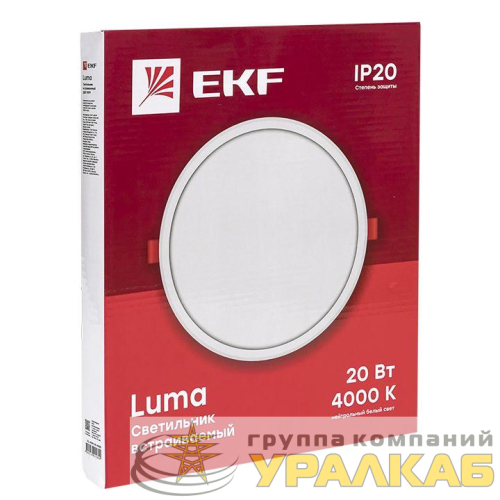 Светильник светодиодный ДВО 1009 20Вт 4000К IP20 встраив. Basic EKF 
