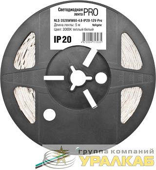 Лента светодиодная 71 703 NLS-3528WW60-4.8-IP20-12V-Pro R5 4.8Вт/м (уп.5м) тепл. бел. Navigator 